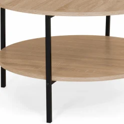 Table basse ronde double plateau style industriel 70 cm*IDMarket Online