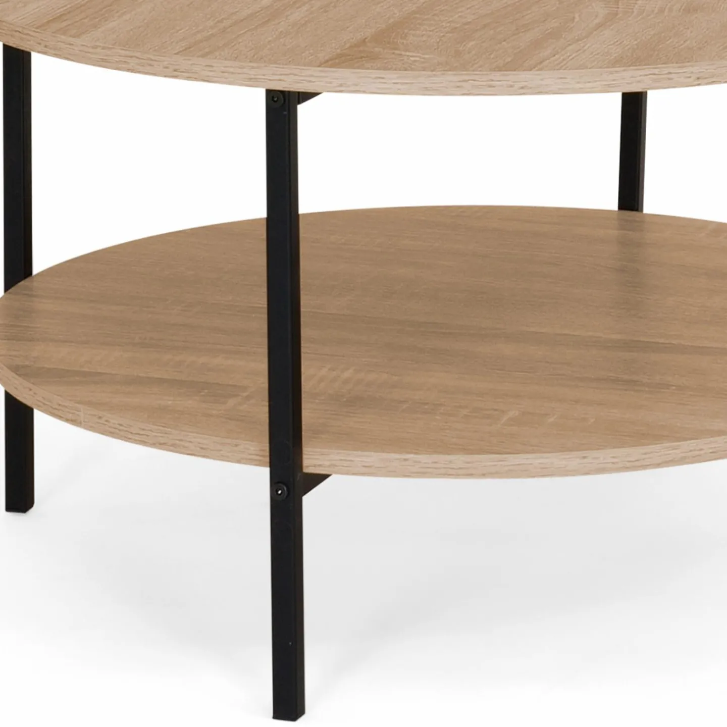 Table basse ronde double plateau style industriel 70 cm*IDMarket Online