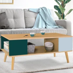 Table basse scandinave bois, vert clair et vert foncé*IDMarket New