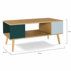Table basse scandinave bois, vert clair et vert foncé*IDMarket New