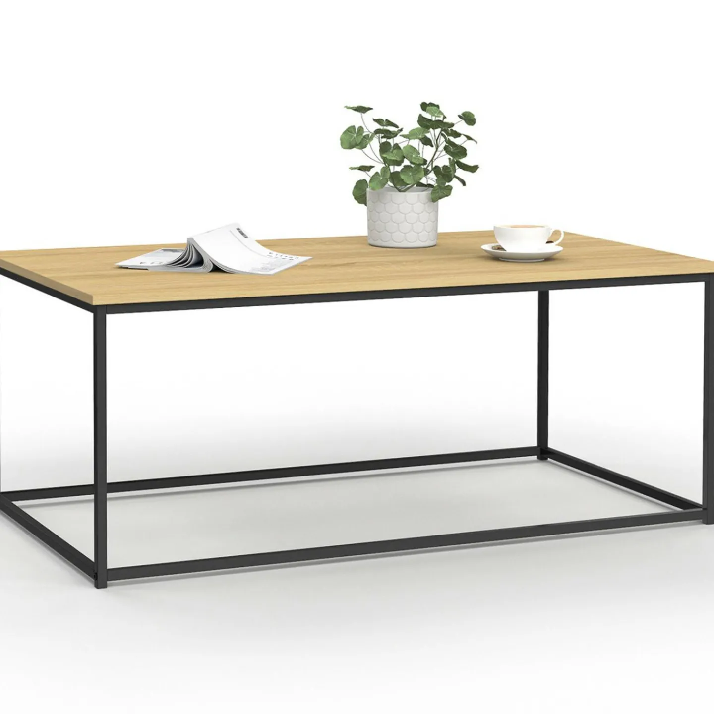 Table basse style industriel bois et métal noir*IDMarket