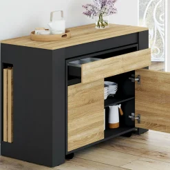 Table buffet extensible 10 personnes 235 cm bois et noir*IDMarket Discount