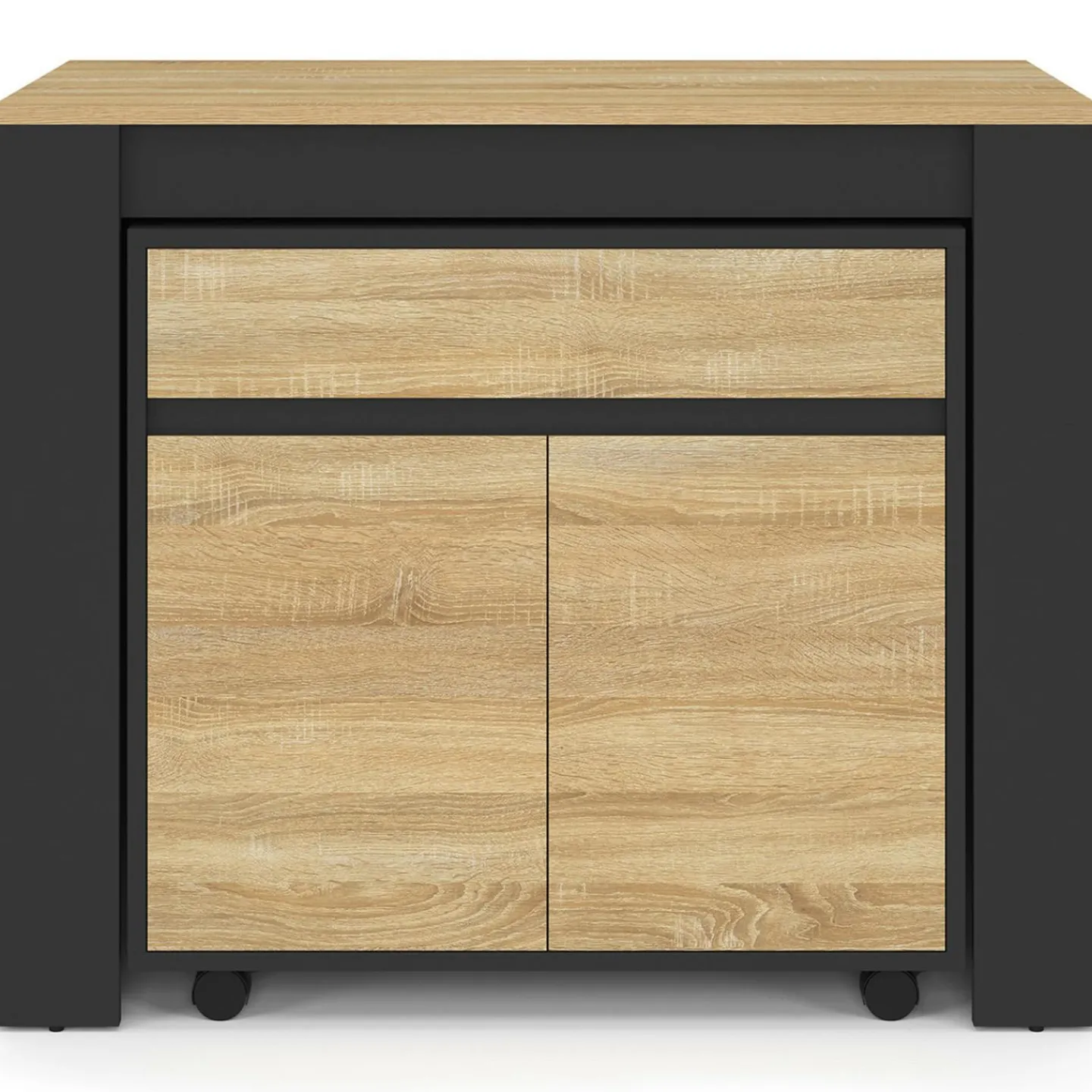 Table buffet extensible 10 personnes 235 cm bois et noir*IDMarket Discount