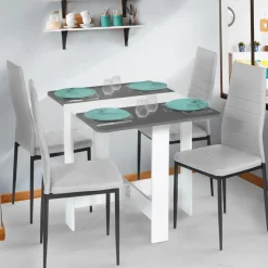 Table console blanche et grise en bois*IDMarket