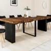Table console extensible 10 personnes 235 cm bois effet vieilli et noir*IDMarket Online