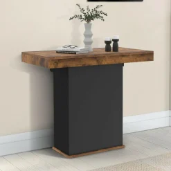 Table console extensible 10 personnes 235 cm bois effet vieilli et noir*IDMarket Online