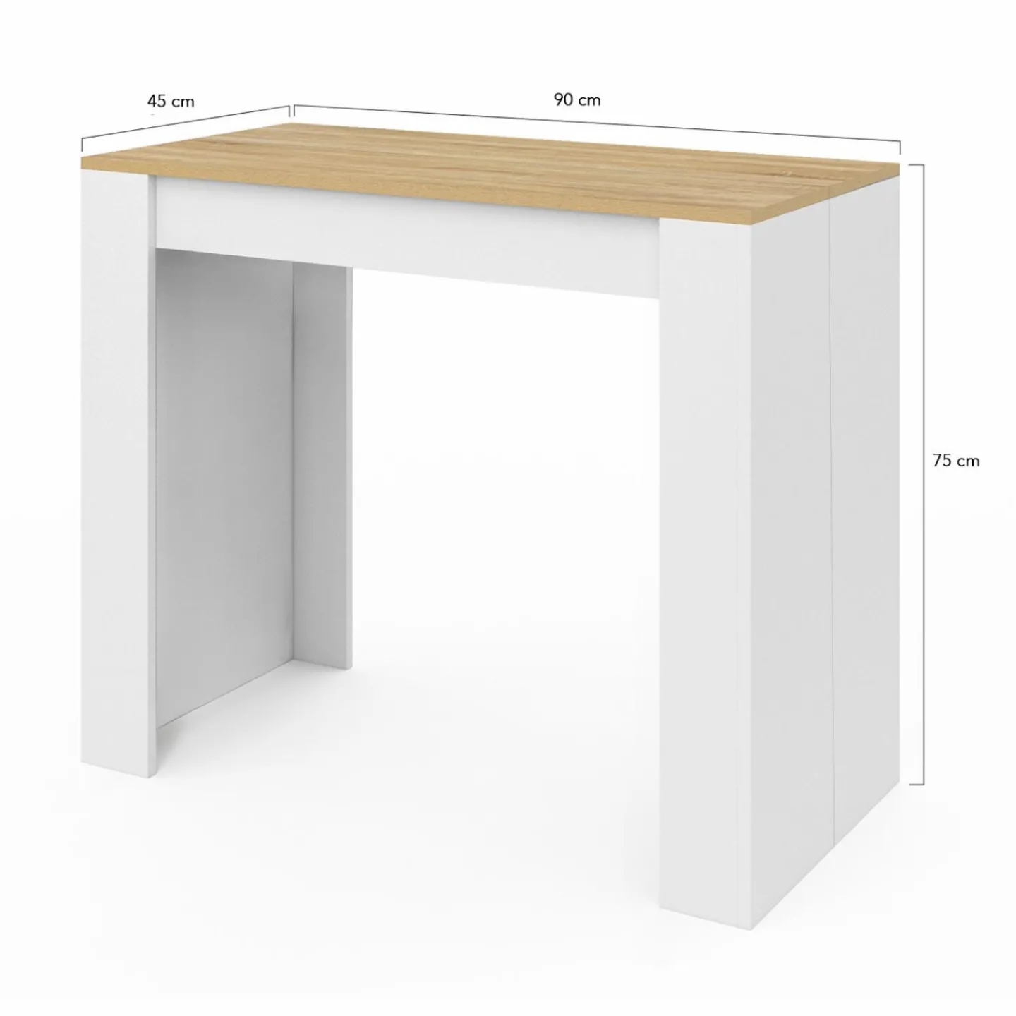 Table console extensible 140 cm blanc et bois façon hêtre*IDMarket Hot