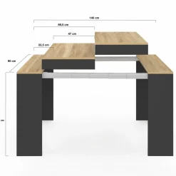 Table console extensible noir et bois*IDMarket Outlet