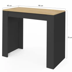Table console extensible noir et bois*IDMarket Outlet