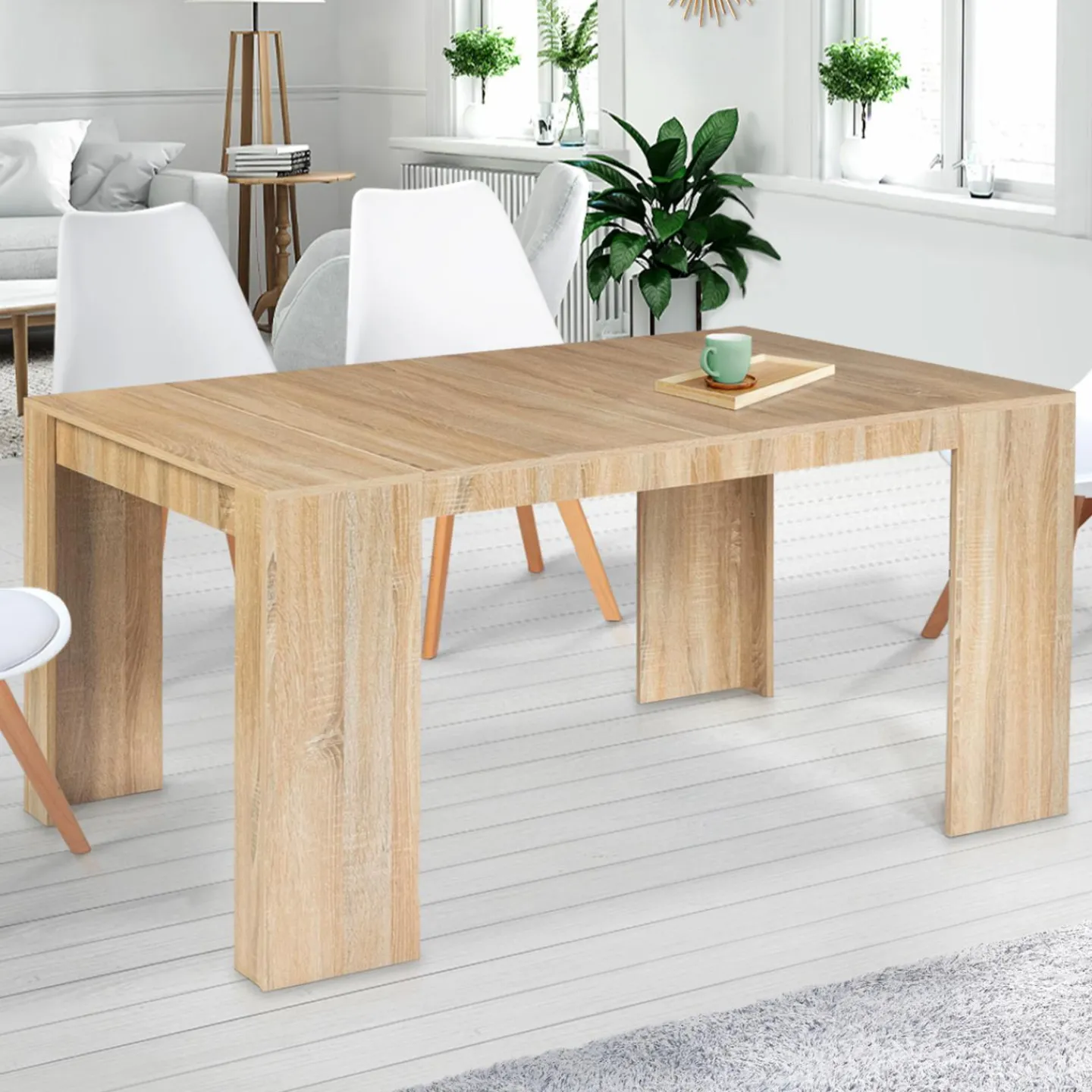 Table console extensible imitation hêtre 6 personnes 140 cm*IDMarket Outlet