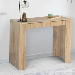 Table console extensible imitation hêtre 6 personnes 140 cm*IDMarket Outlet