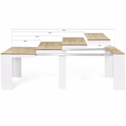 Table console extensible bois façon hêtre et blanc 10 personnes*IDMarket Discount