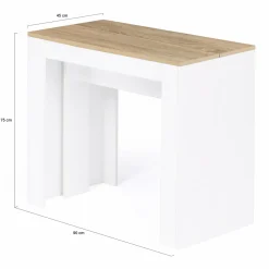 Table console extensible bois façon hêtre et blanc 10 personnes*IDMarket Discount
