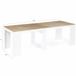 Table console extensible bois façon hêtre et blanc 10 personnes*IDMarket Discount