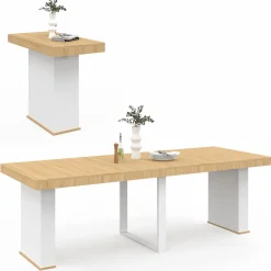 Table console extensible bois et blanc*IDMarket Outlet