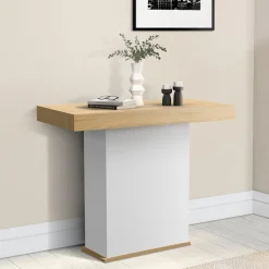 Table console extensible bois et blanc*IDMarket Outlet