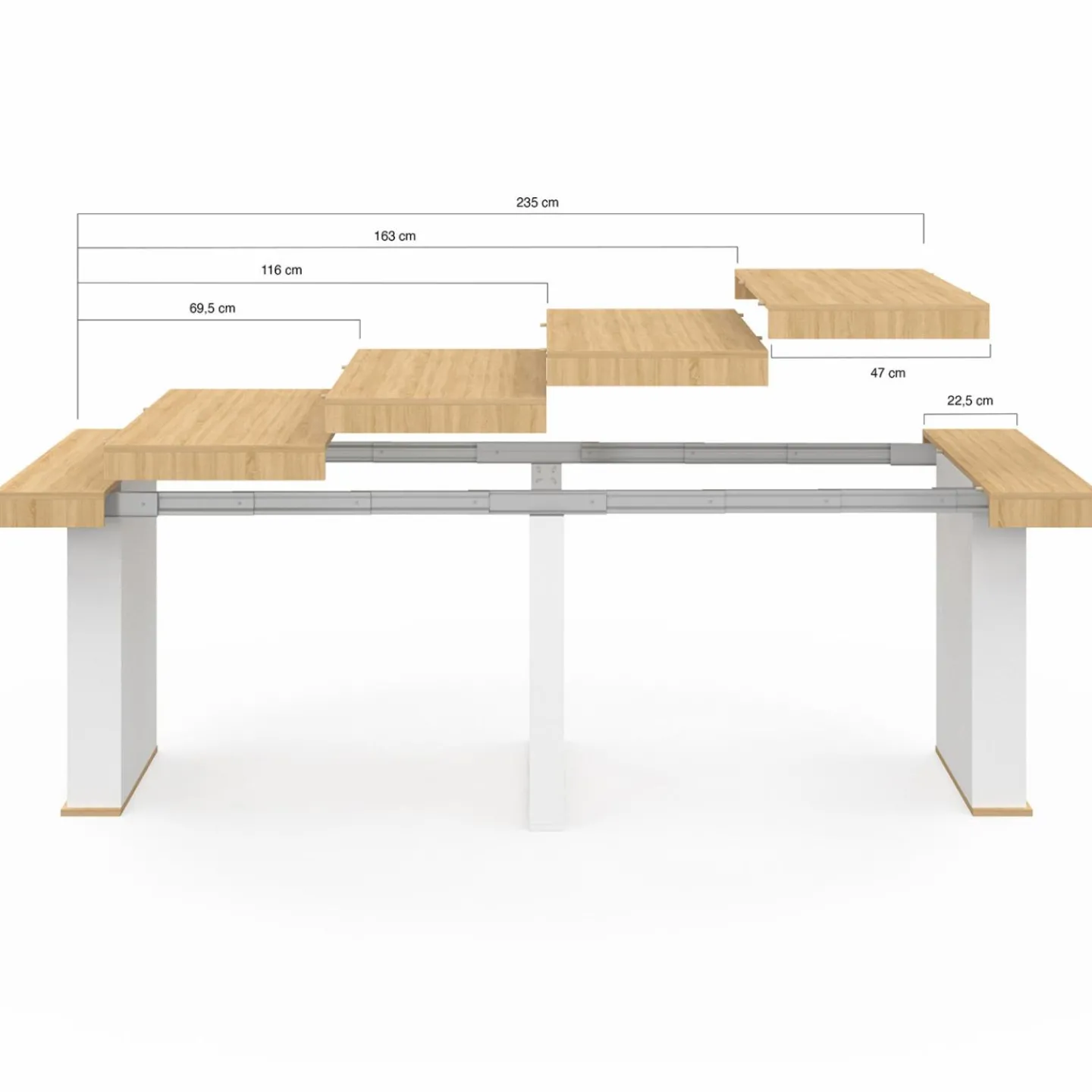 Table console extensible bois et blanc*IDMarket Outlet