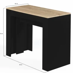 Table console extensible 10 personnes bois noir et façon hêtre*IDMarket Best