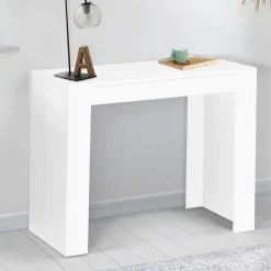 Table console extensible blanche 6 personnes 140 cm*IDMarket Sale