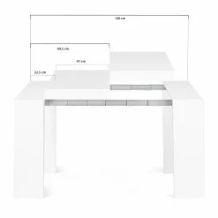 Table console extensible blanche 6 personnes 140 cm*IDMarket Sale