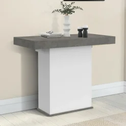 Table console extensible 10 personnes 235 cm béton et blanc*IDMarket Hot