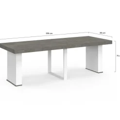 Table console extensible 10 personnes 235 cm béton et blanc*IDMarket Hot