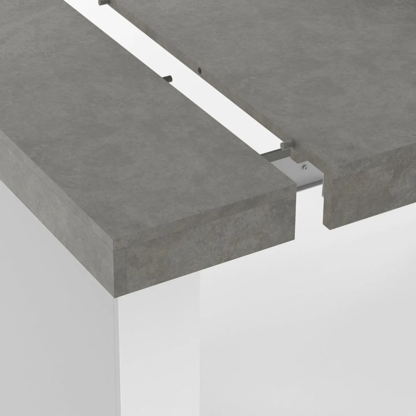 Table console extensible 10 personnes 235 cm béton et blanc*IDMarket Hot