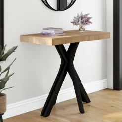Table console extensible 10 personnes 235 cm design industriel*IDMarket Clearance
