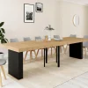 Table console extensible 14 personnes 300 cm bois et noir*IDMarket New