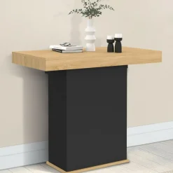Table console extensible 14 personnes 300 cm bois et noir*IDMarket New