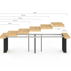 Table console extensible 14 personnes 300 cm bois et noir*IDMarket New