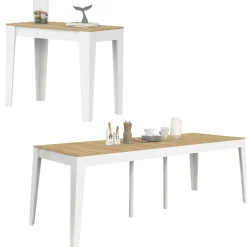 Table console extensible 10 personnes 235 cm bois et façon hêtre*IDMarket