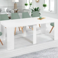 Table console extensible blanche 10 personnes 235 cm*IDMarket Clearance