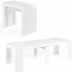 Table console extensible blanche 10 personnes 235 cm*IDMarket Clearance