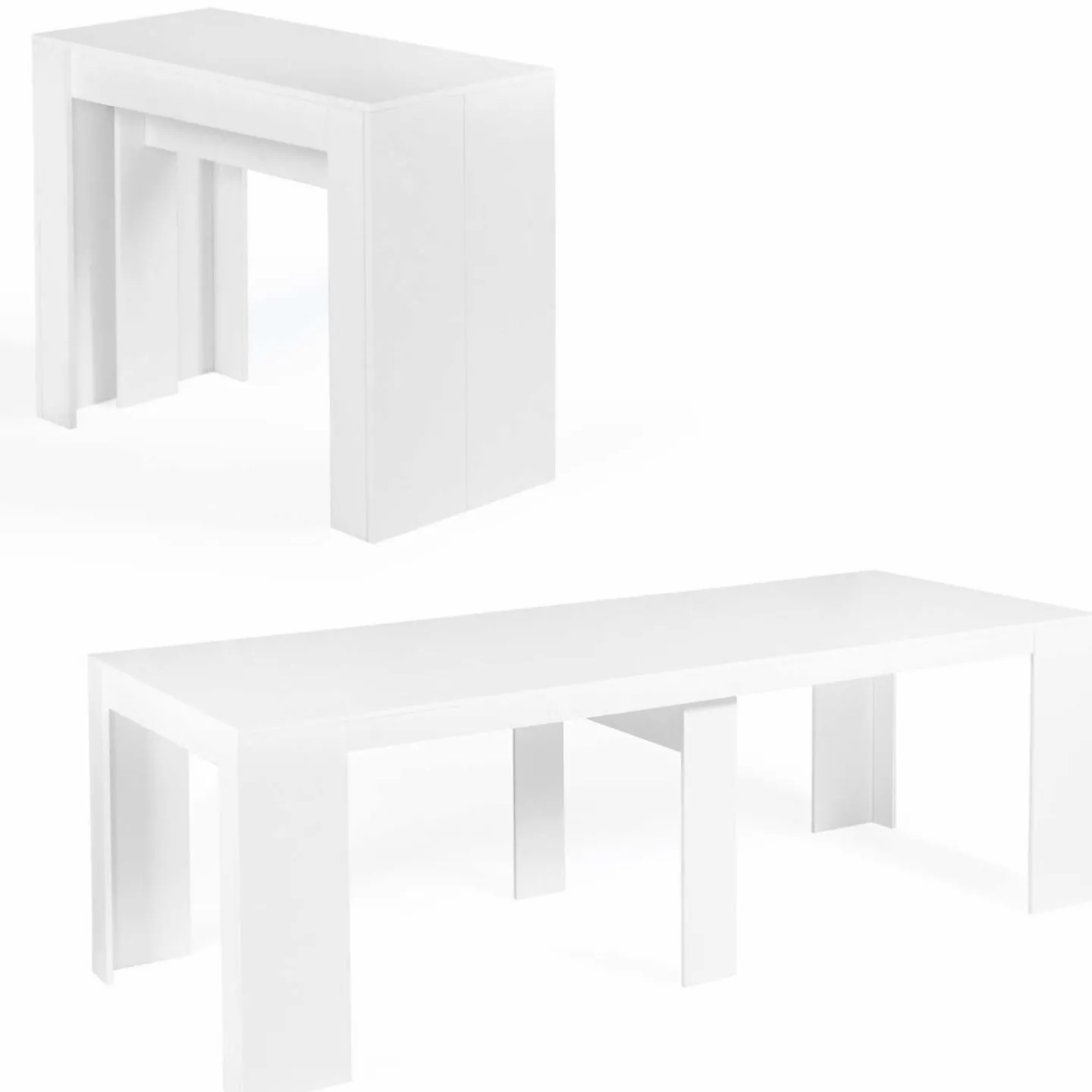 Table console extensible blanche 10 personnes 235 cm*IDMarket Clearance