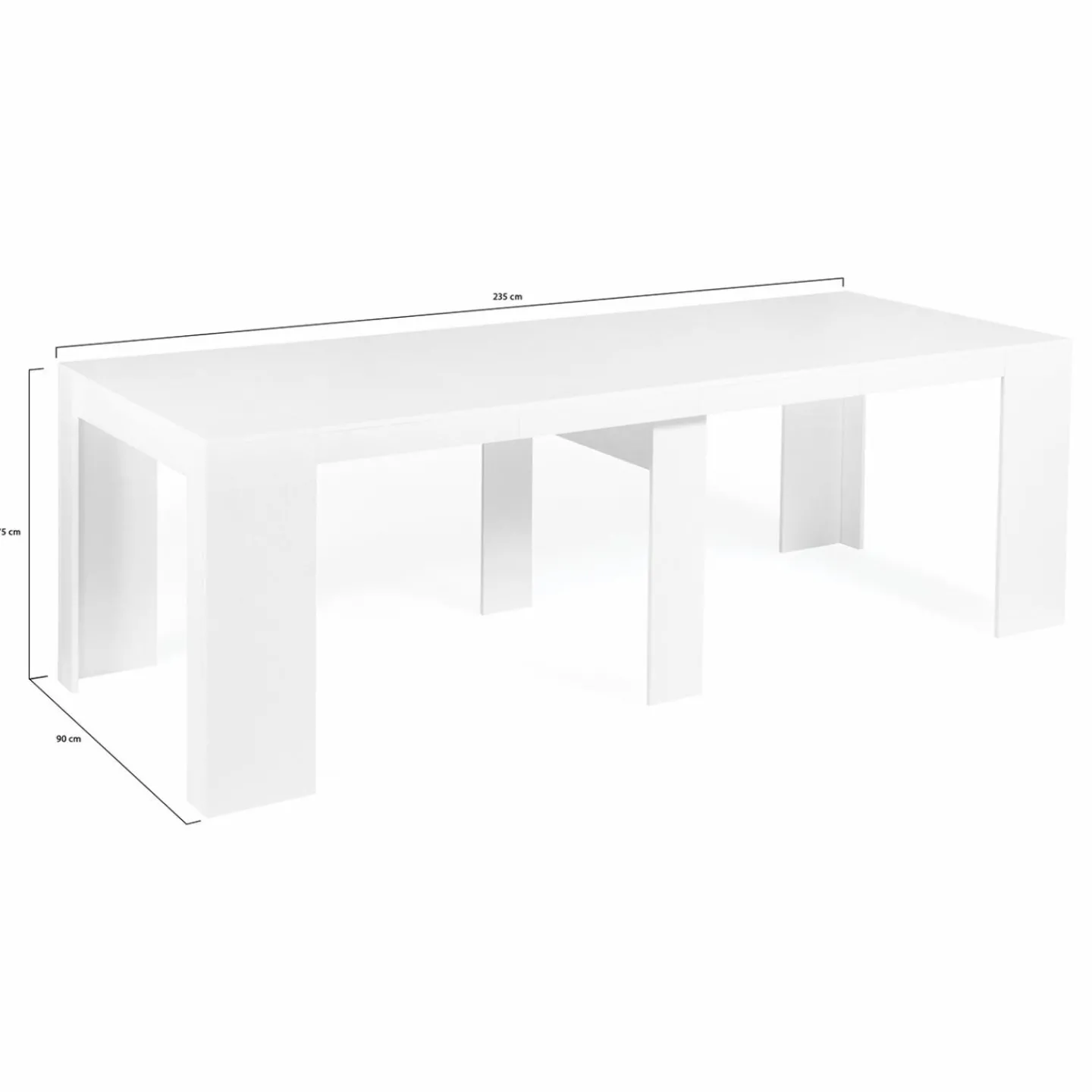 Table console extensible blanche 10 personnes 235 cm*IDMarket Clearance