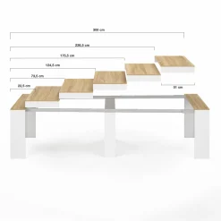 Table console extensible bois blanc et façon hêtre 300 cm 14 personnes*IDMarket Outlet