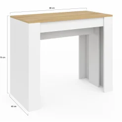 Table console extensible bois blanc et façon hêtre 300 cm 14 personnes*IDMarket Outlet