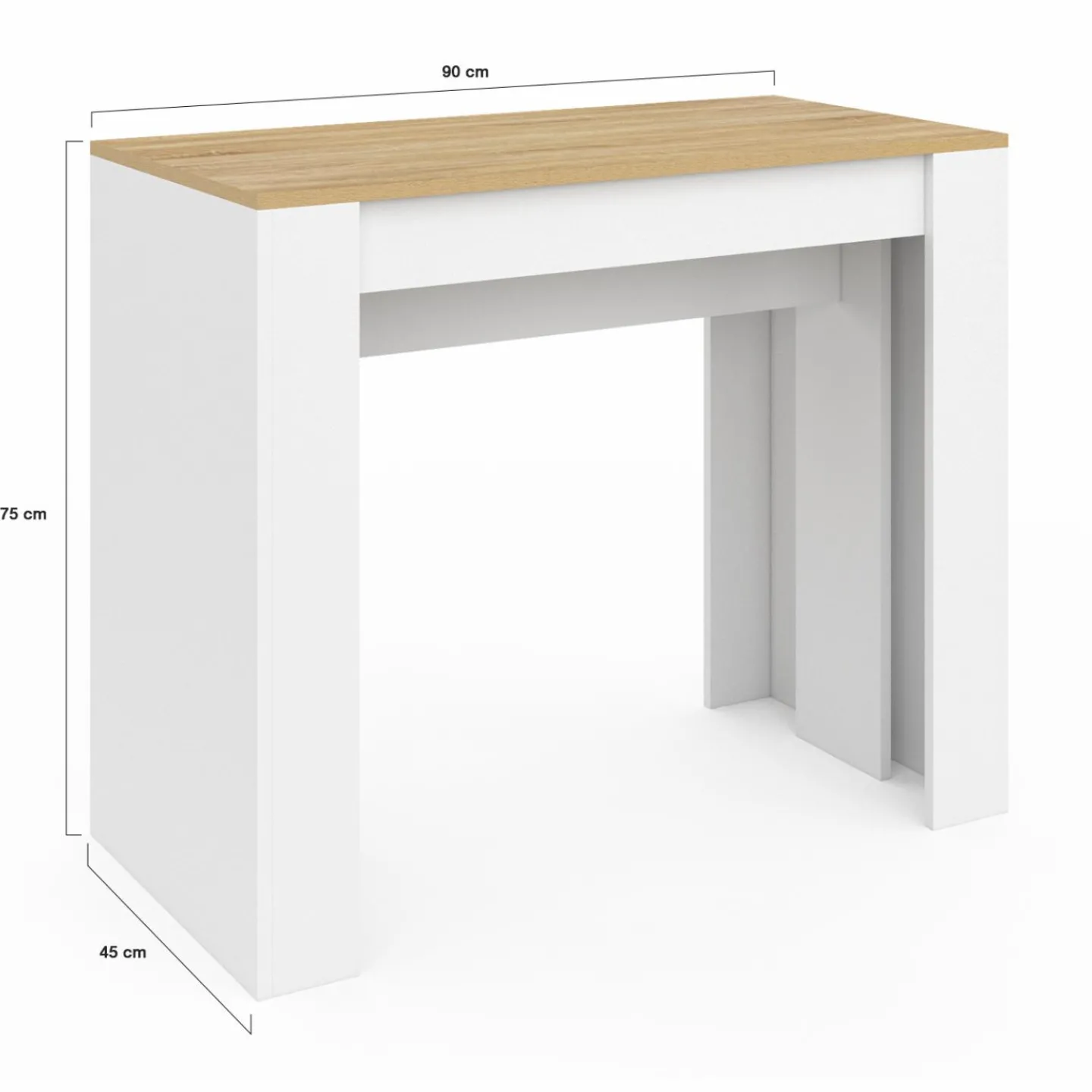Table console extensible bois blanc et façon hêtre 300 cm 14 personnes*IDMarket Outlet