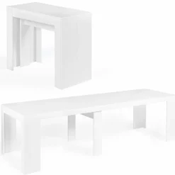 Table console extensible blanche 14 personnes 300 cm*IDMarket Hot