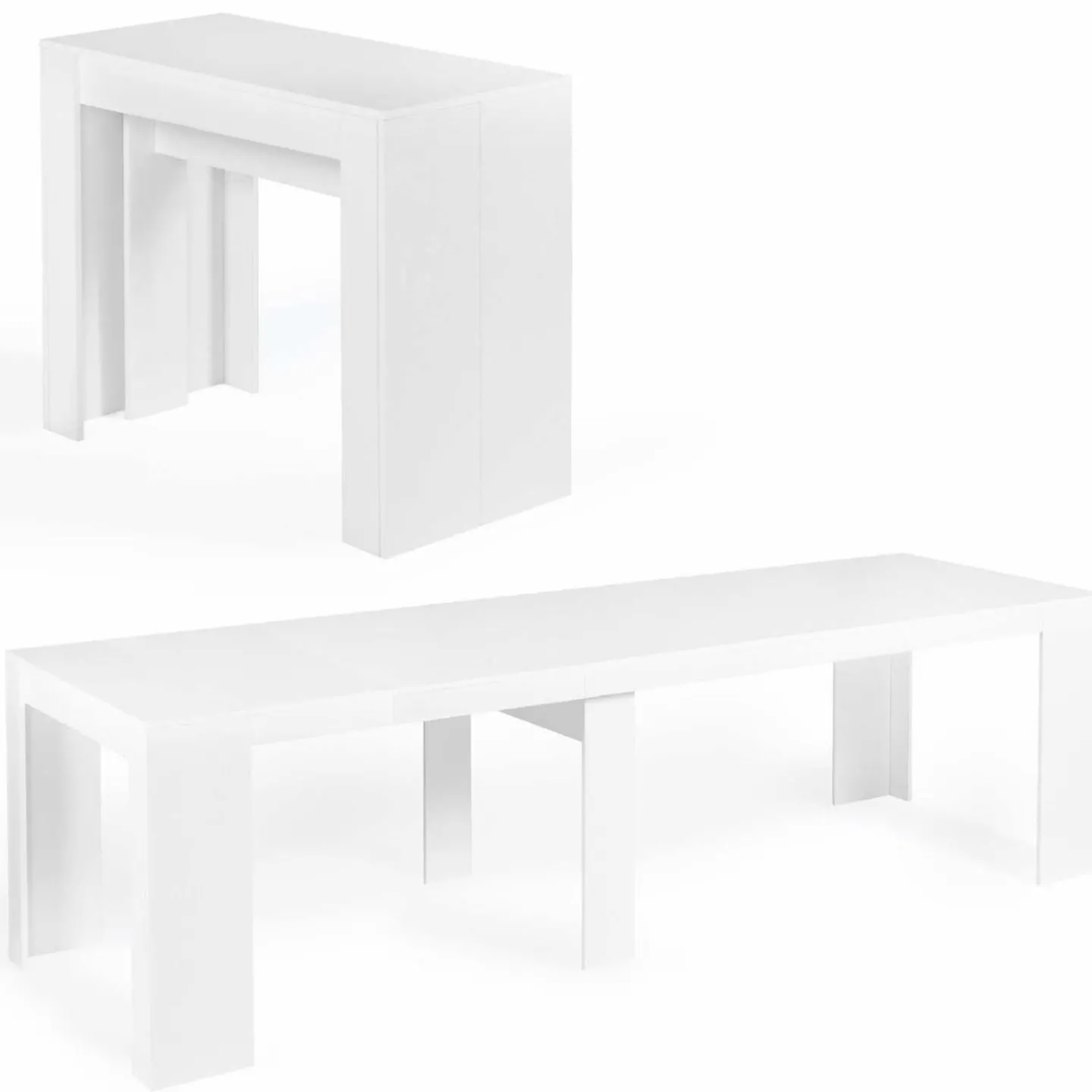 Table console extensible blanche 14 personnes 300 cm*IDMarket Hot