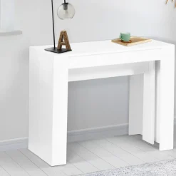 Table console extensible blanche 14 personnes 300 cm*IDMarket Hot