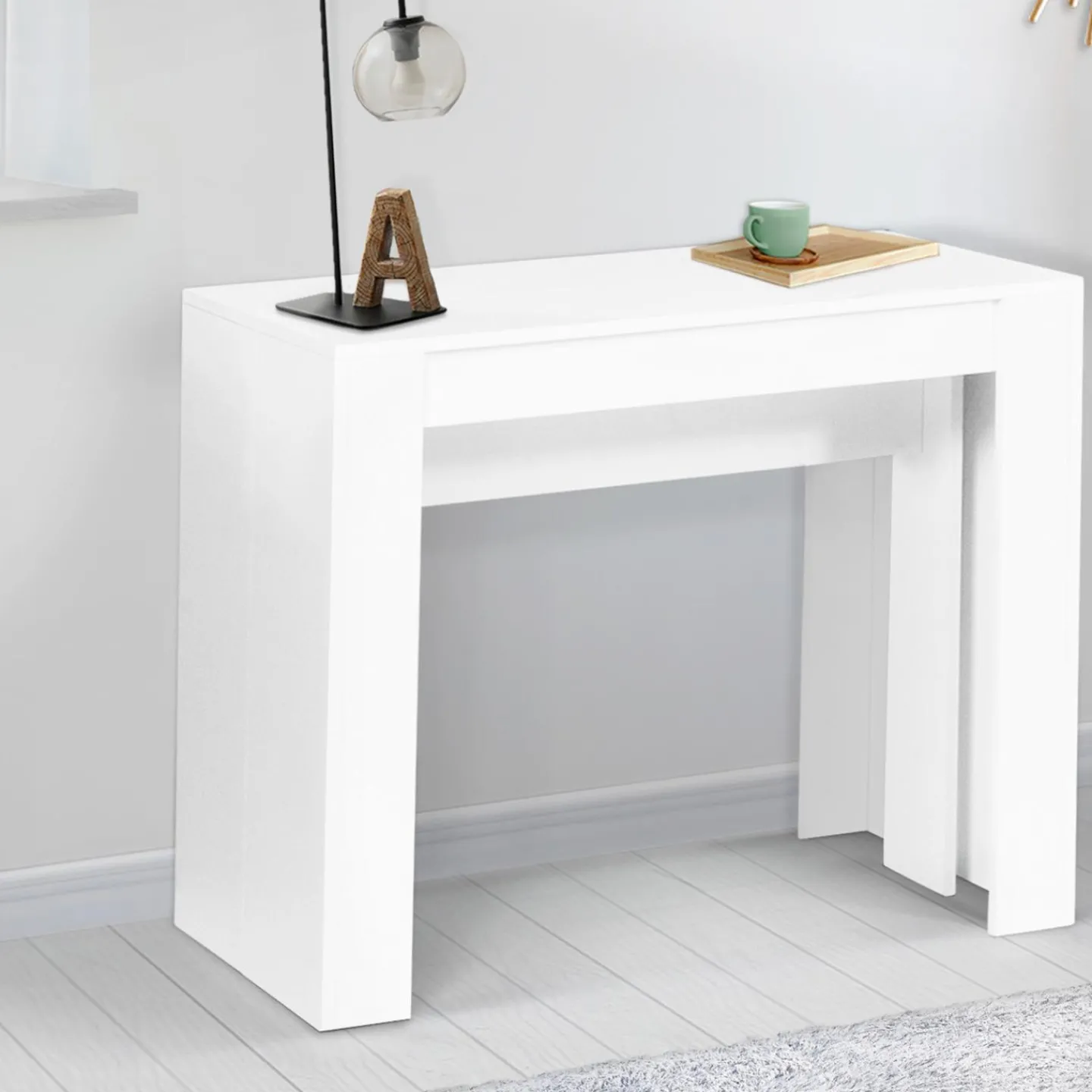 Table console extensible blanche 14 personnes 300 cm*IDMarket Hot