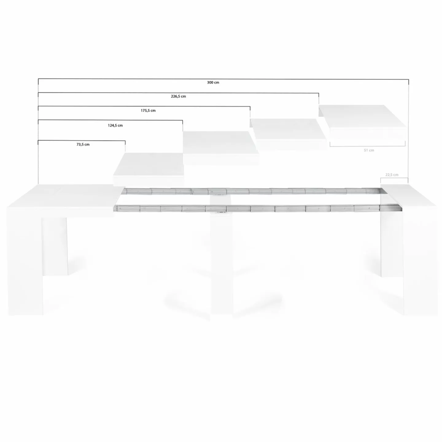 Table console extensible blanche 14 personnes 300 cm*IDMarket Hot