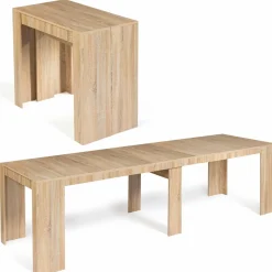 Table console extensible imitation hêtre 14 personnes 300 cm*IDMarket Hot