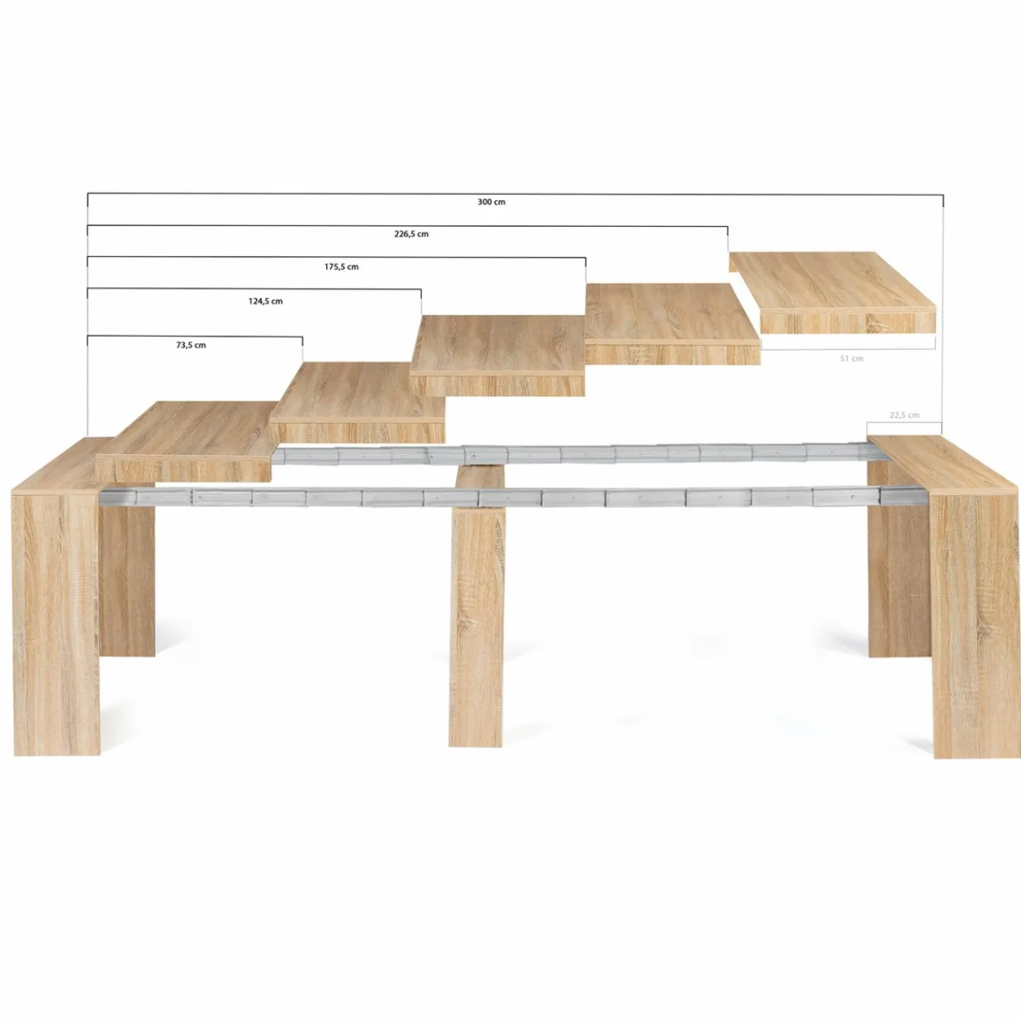 Table console extensible imitation hêtre 14 personnes 300 cm*IDMarket Hot