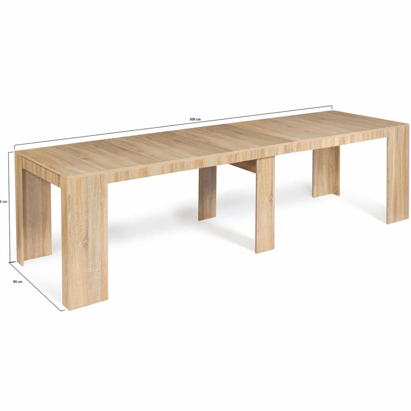 Table console extensible imitation hêtre 14 personnes 300 cm*IDMarket Hot
