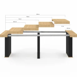 Table console extensible bois et noir*IDMarket