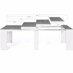 Table console extensible bois blanc et effet béton 10 personnes*IDMarket Clearance