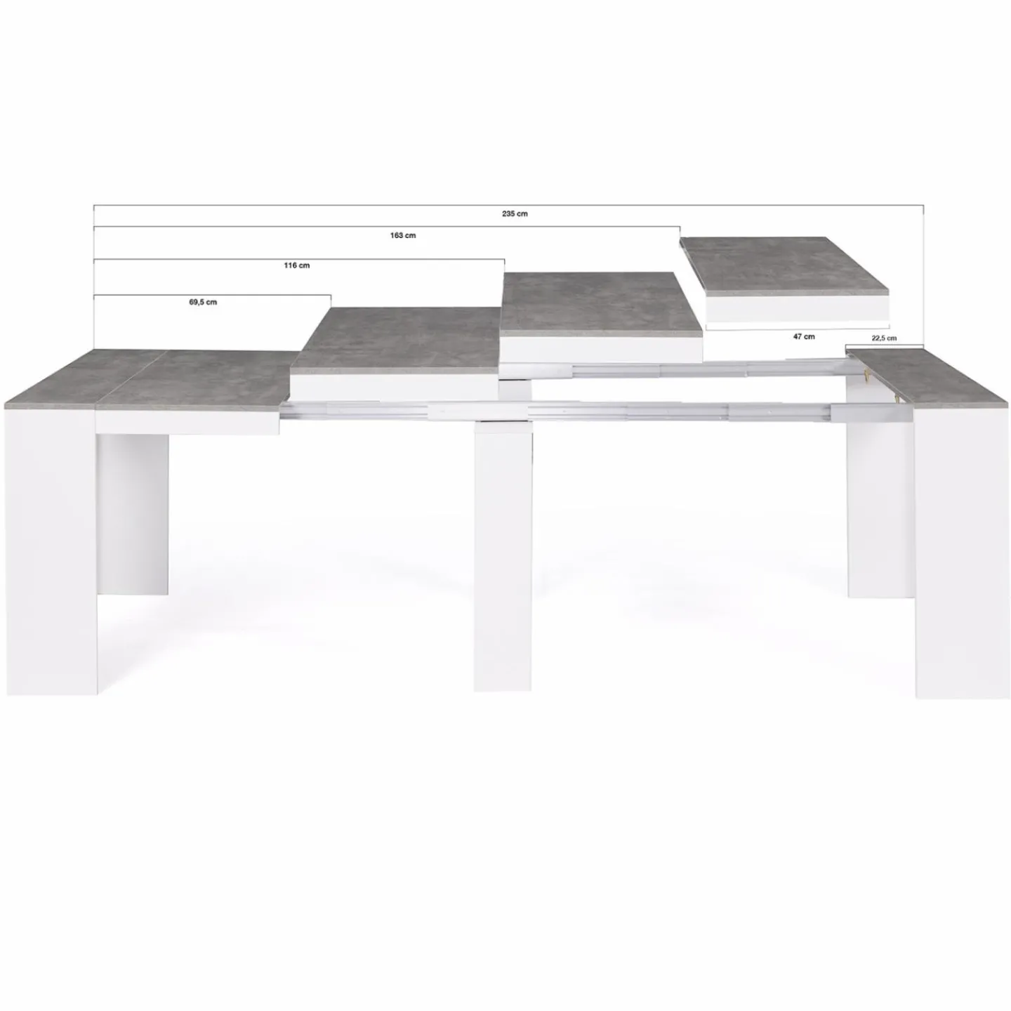 Table console extensible bois blanc et effet béton 10 personnes*IDMarket Clearance